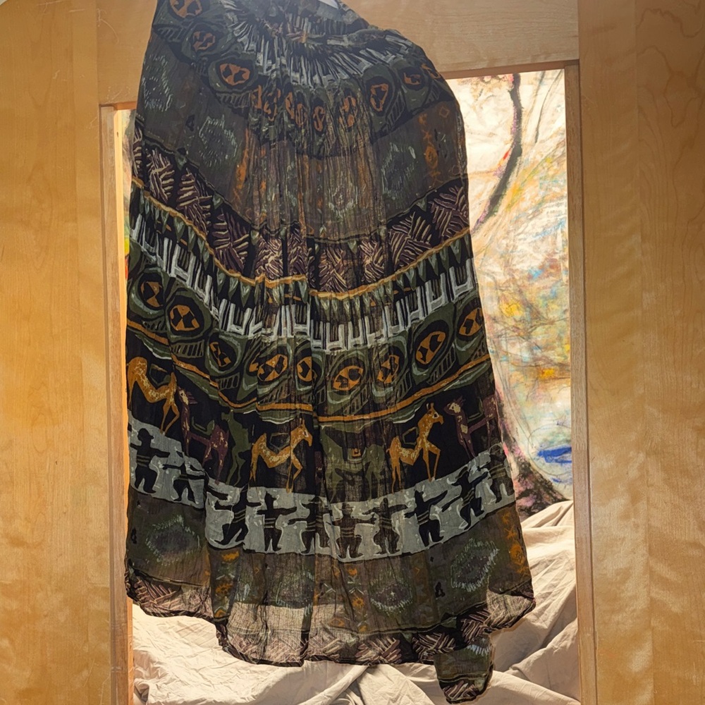 Artistic Black and Brown Maxi Skirt